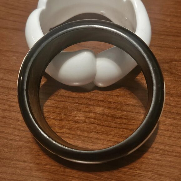 Set of 2 Vintage Bracelets - 70's 80's Retro Jewellery Fashion black and white - Picture 4 of 6